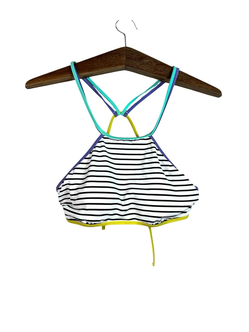Victorias Secret Halter Bikini Top Womens Stripe Double Strap Padded Size M